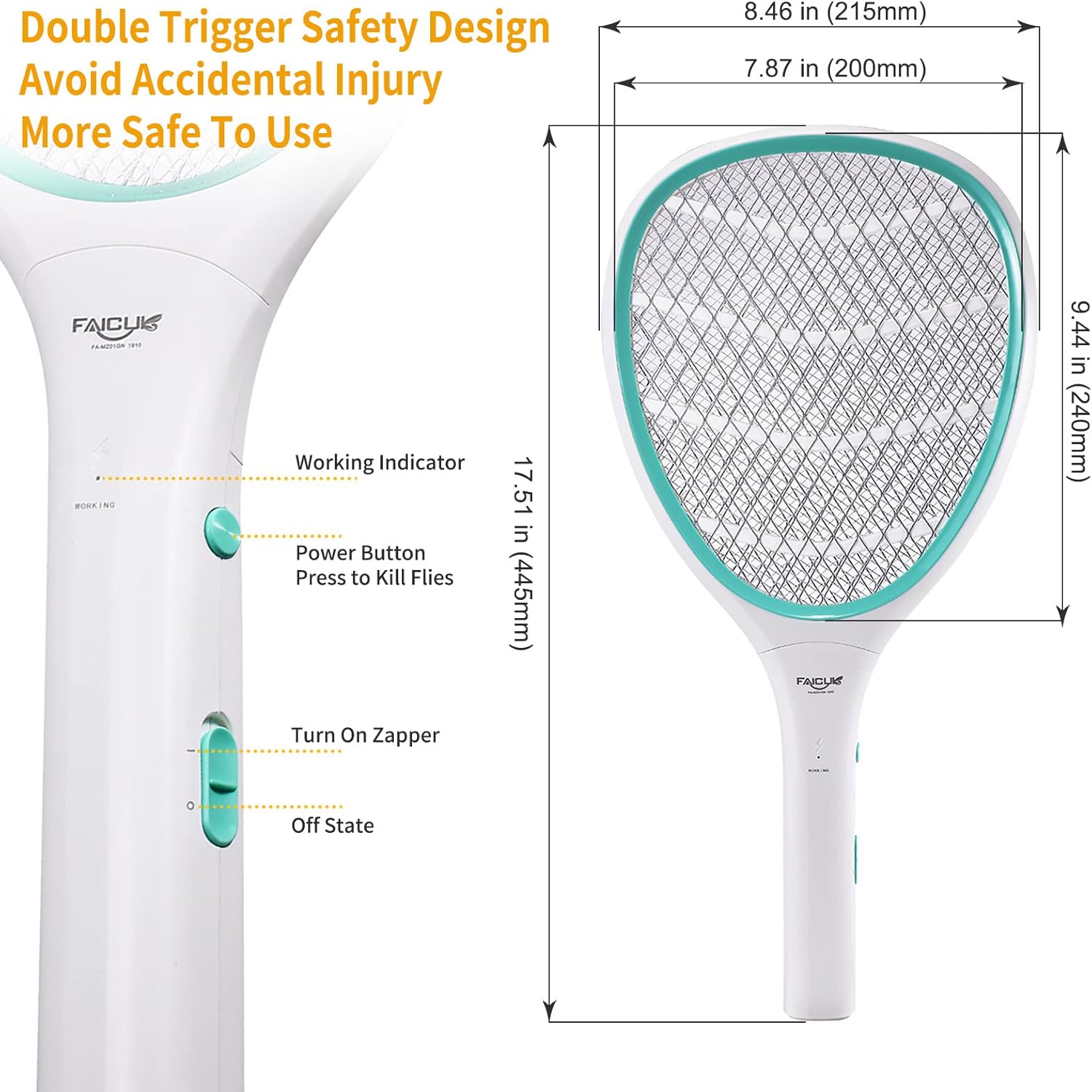 Handheld Bug Zapper Racket Electric Fly Swatter | Mosquito Zapper Racket For Indoor & Outdoor Use, AA Battery