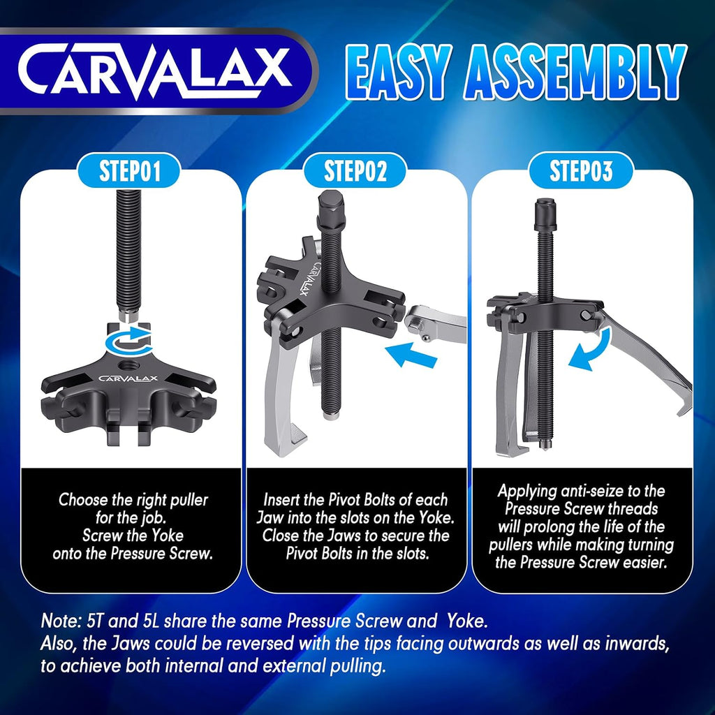 Gear Puller Set(2T&5T), Reversible2 & 3 Jaw Bearing/Pulley Puller