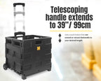 51051 Collapsible Black Rolling Folding Dolly Cart for Teachers - Multi-Functional Dolly with Extra Storage Durable