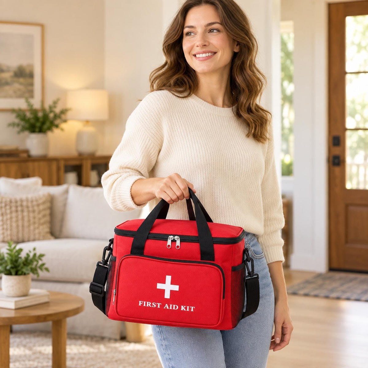 Empty First Aid Bag Multipurpose First Aid Kit，Red