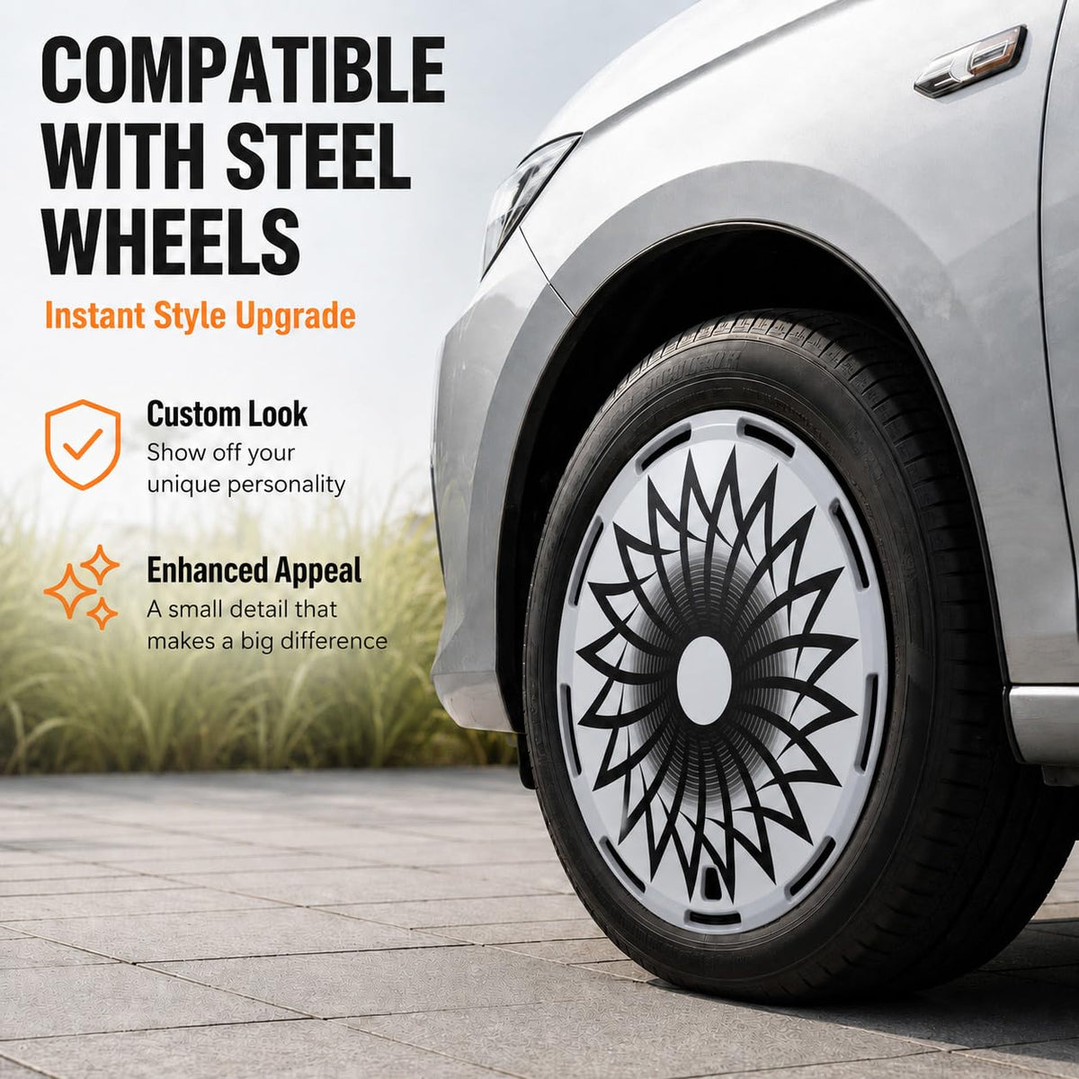 Universal 15 Inch Hubcaps Replacement, Aero disc Full Coverage Wheel Covers