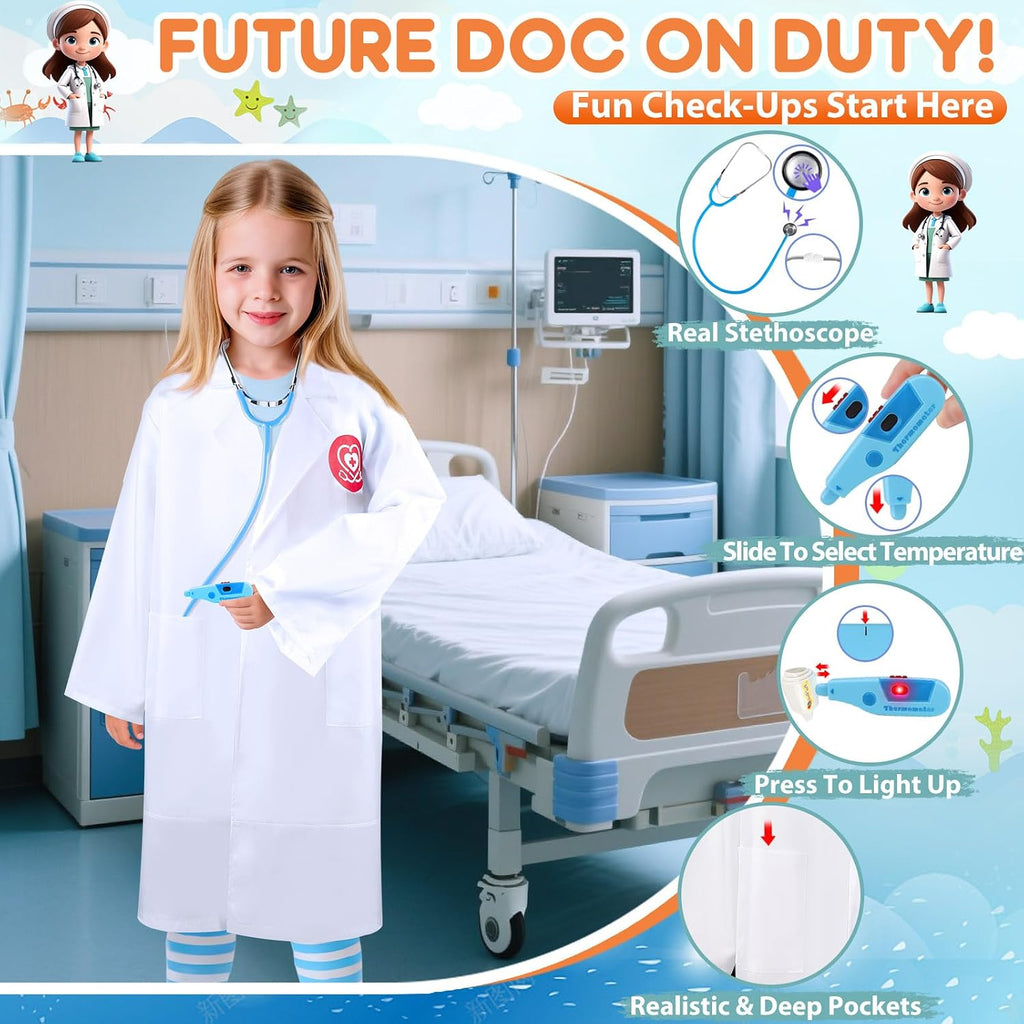 Toddler Dress Up Clothes,4 In 1 Role Play Costumes for kids 3–8 | Includes Police, Doctor,Fireman,Engineer for kids