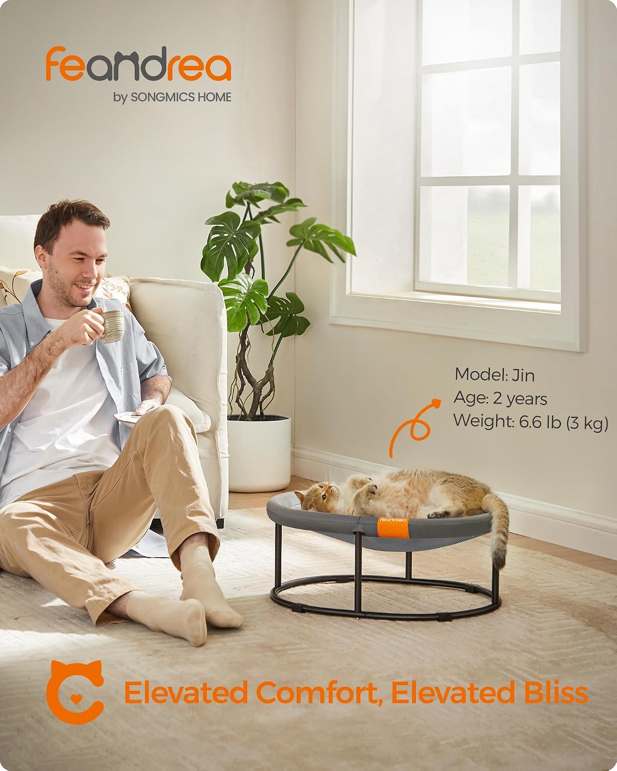 Elevated Cat Bed, Breathable Hammock, Washable Mesh