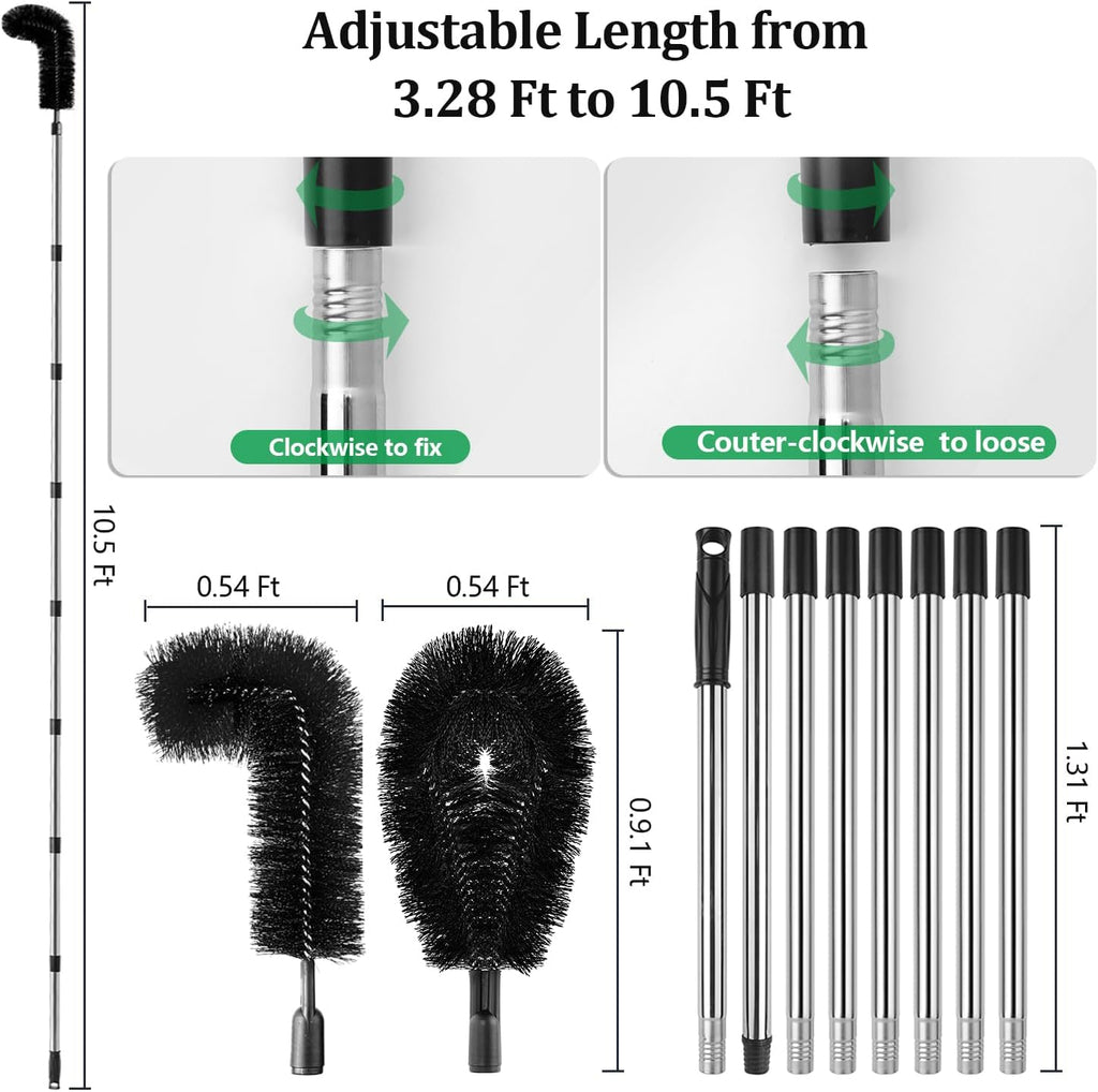 Gutter Cleaning Tools from The Ground, RV Rain Gutter Cleaning Brush with Pole, No Ladder Needed for Removing Leaves