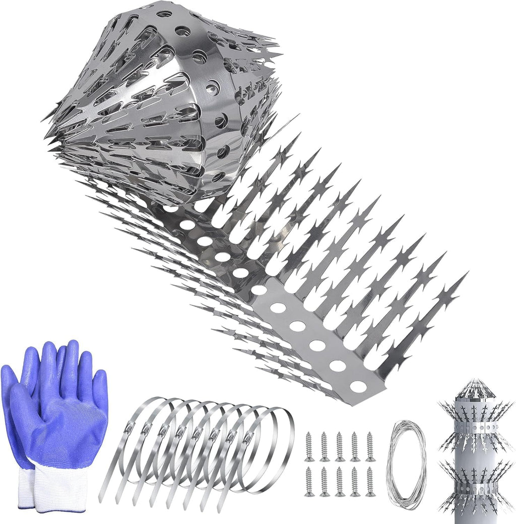 Raccoons Squirrel Baffle Spikes Deterrent, 120in Stainless Steel Pigeons Bird Spikes, Avoided Snakes Cats, Nests on