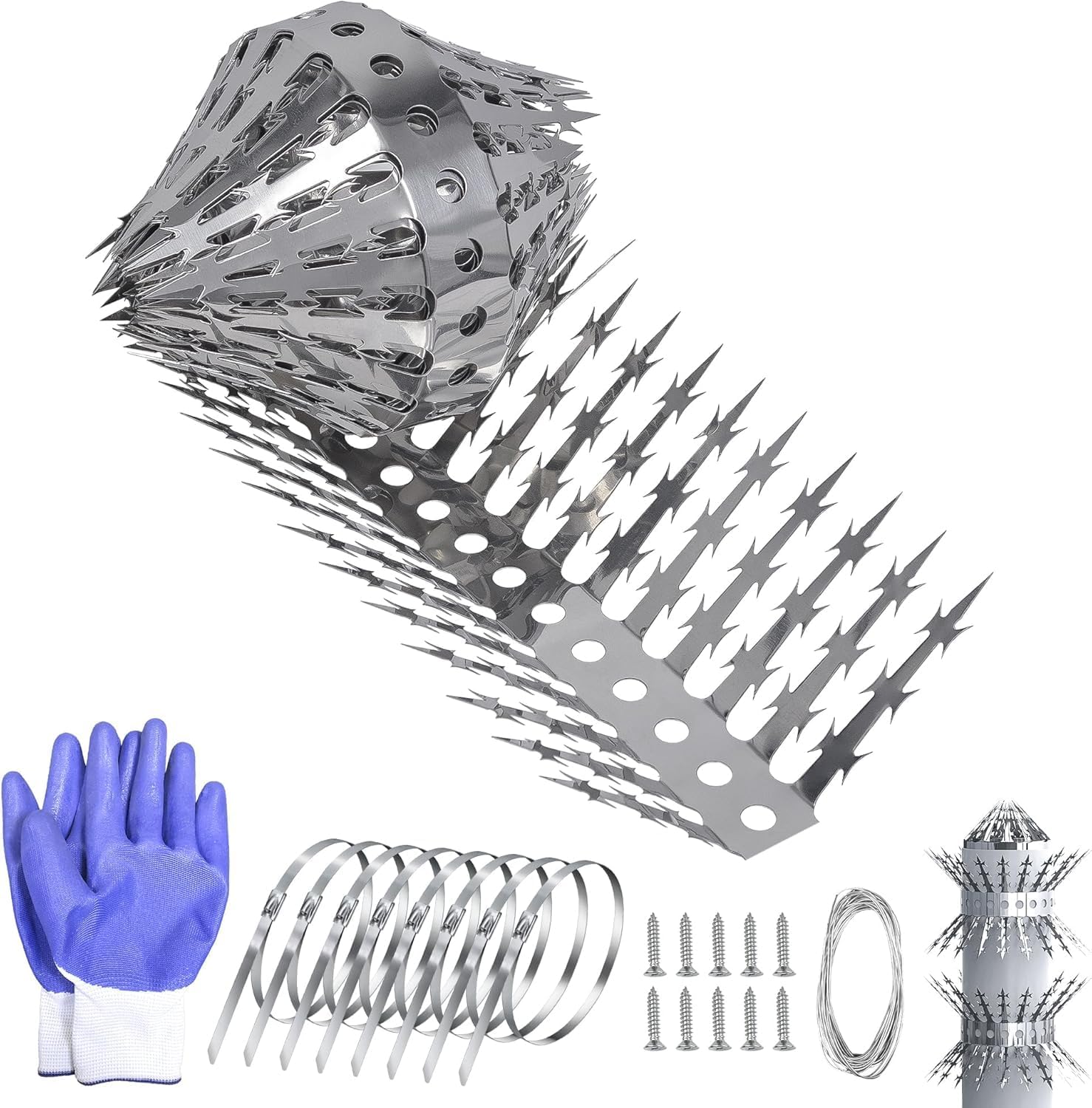 Raccoons Squirrel Baffle Spikes Deterrent, 120in Stainless Steel Pigeons Bird Spikes, Avoided Snakes Cats, Nests on