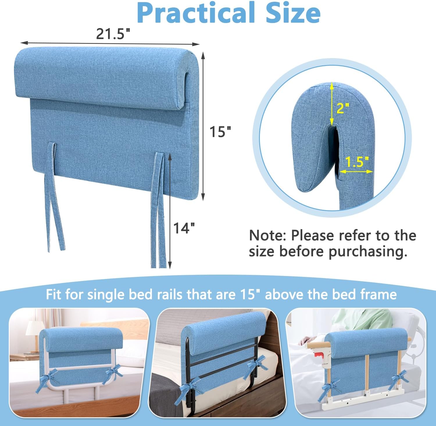 Bed Rail Padding Cushion, Bed Rail Covers Padded for Hospital Beds, Beds Fall Protector, Bedside Guard Bumper Barrier