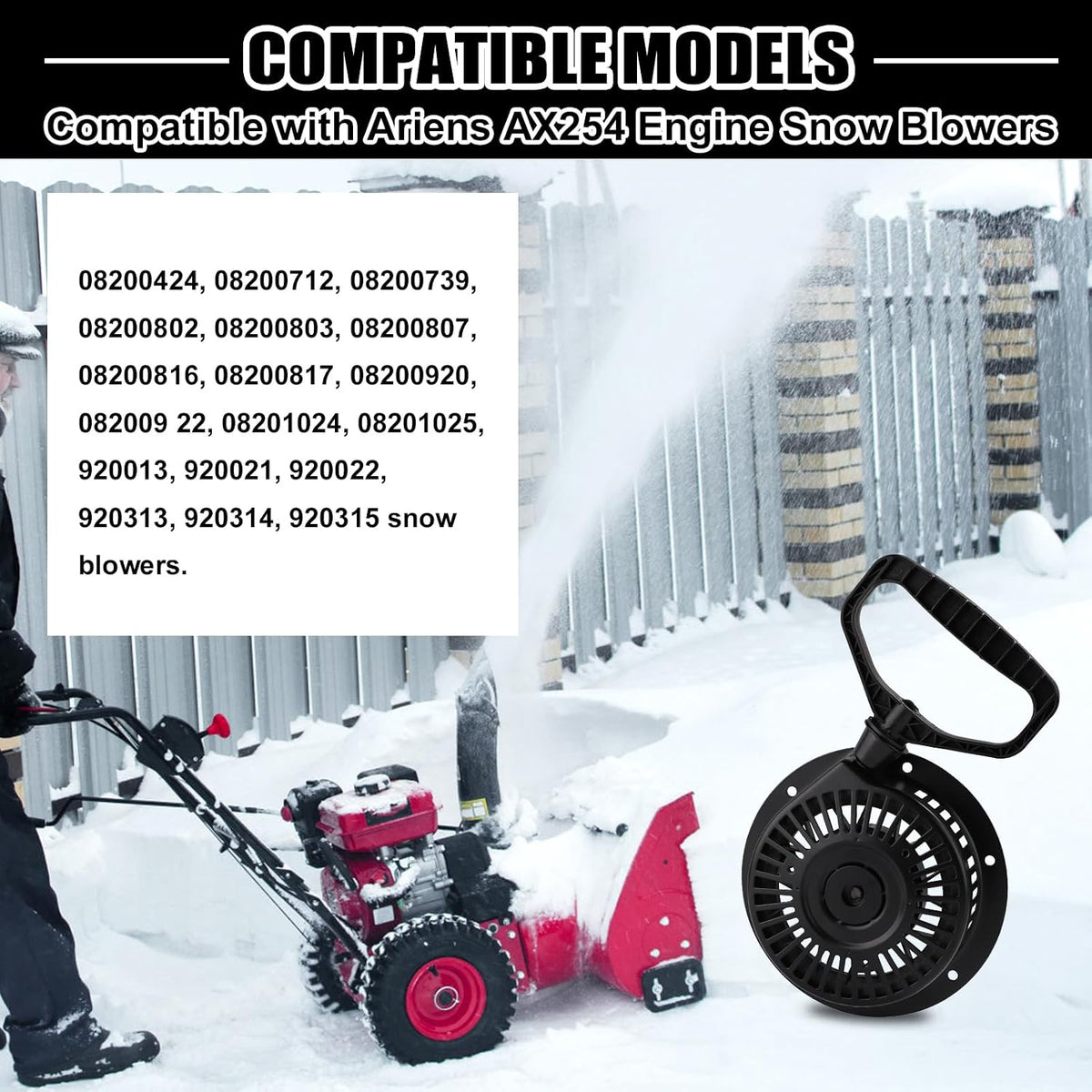 Plastic Recoil Pull Cord Starter Assembly Replacement for Ariens AX254