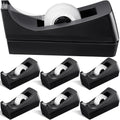 6 Pack Desktop Tape Dispensers Non Slip Base Bulk Set,Black