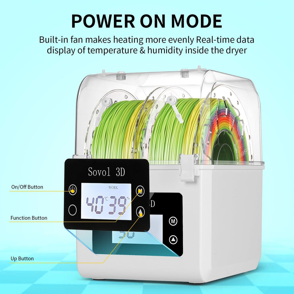 Filament Dryer 2026, SH01 Filament Dehydrator 3D Printer Spool Holder with Upgraded Fan, Dry Box for Keeping Filament