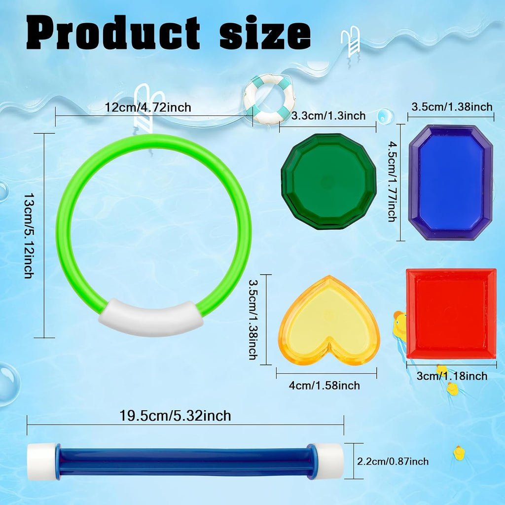 Pool Toys for Kids Ages 8-12 4-8, 16 PCS Pool Diving Toys for Kids Age 3-10, Summer Underwate Swimming Training