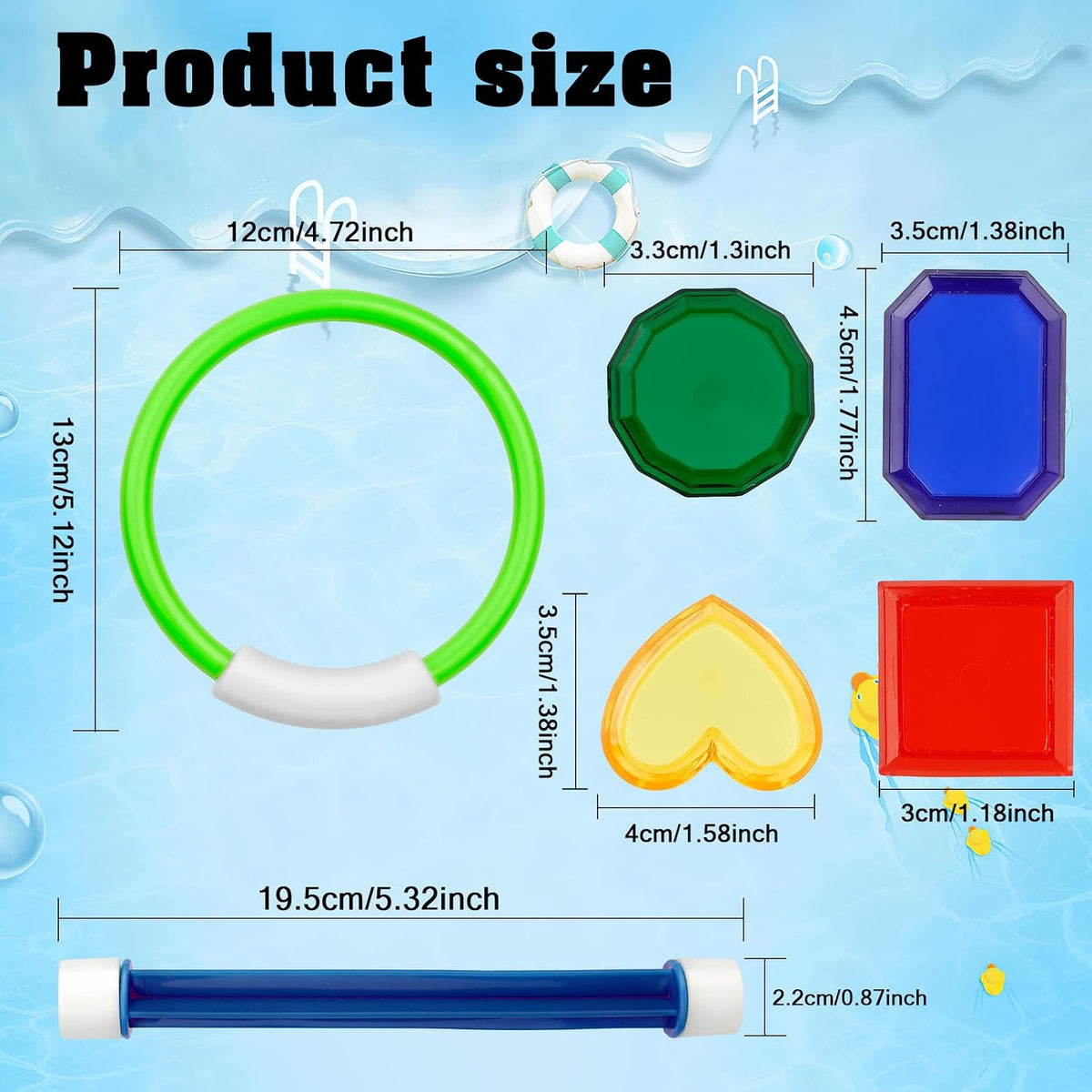 Pool Toys for Kids Ages 8-12 4-8, 16 PCS Pool Diving Toys for Kids Age 3-10, Summer Underwate Swimming Training