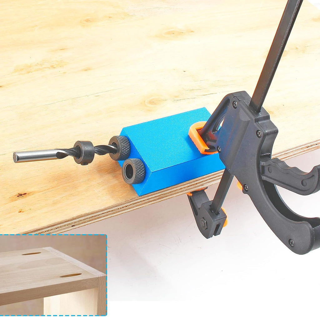 14 Pcs Pocket Hole Jig Kit, 15 Degree Woodworking Inclined | 6/8/10mm Drive Adapter, Clip