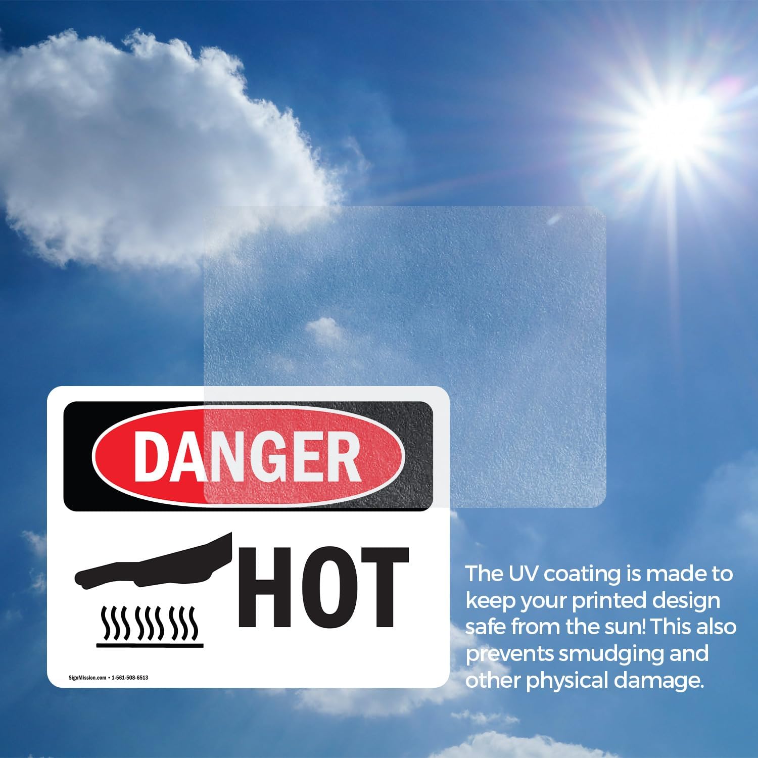 (2 Pack) Hot OSHA Danger Sign 7 Inch X 5 Inch Vinyl Label Decal Sticker Weather Resistant, UV Protected for