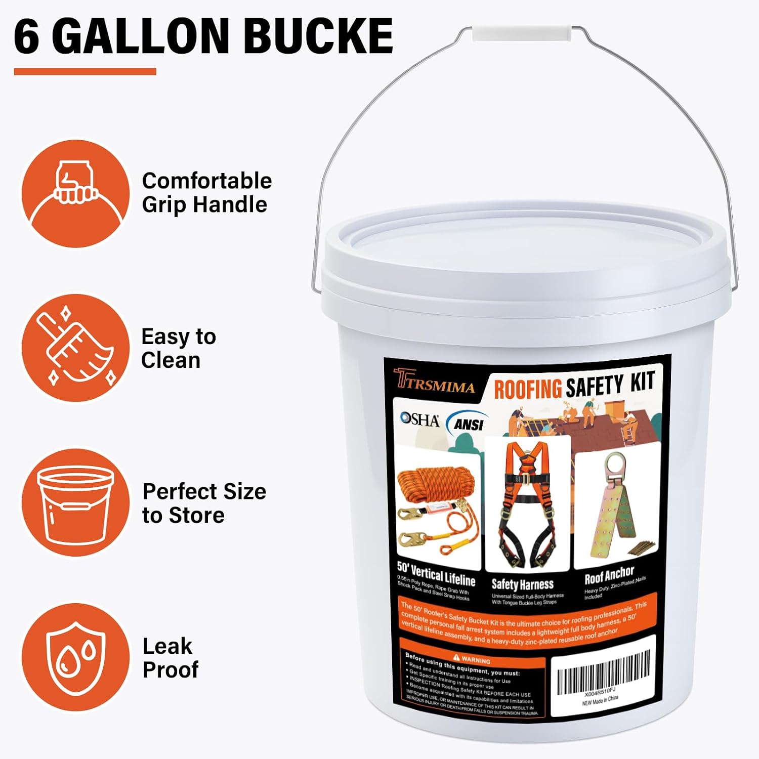Safety Harness Fall Protection Kit - Roofing Harnesses 50ft Safety Rope | Safety Rope for Roofing Lanyard Kit 5