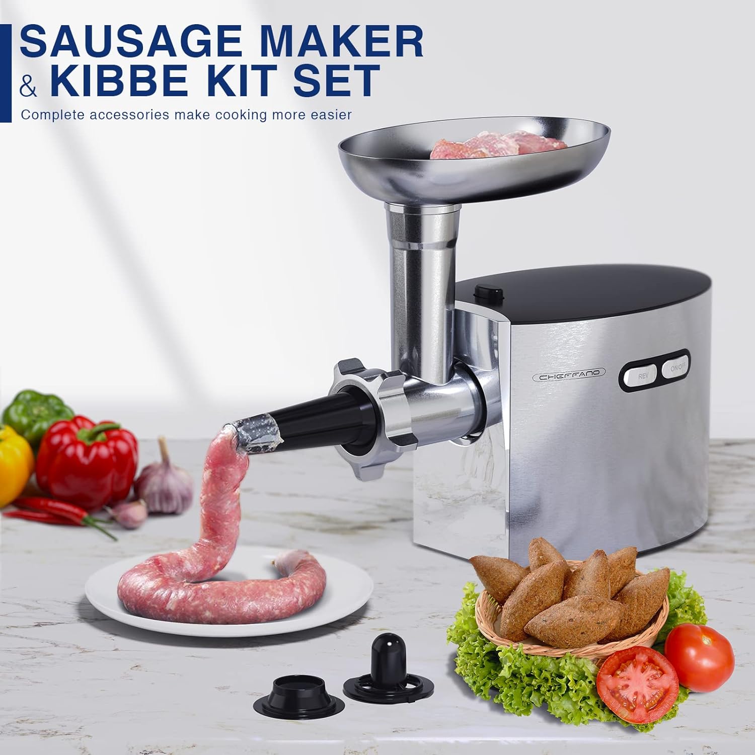 Meat Grinder, 2800W Max Meat Grinder Electric, ETL Approved Heavy Duty Meat Mincer Machine with 2 Blades, 3 Plates