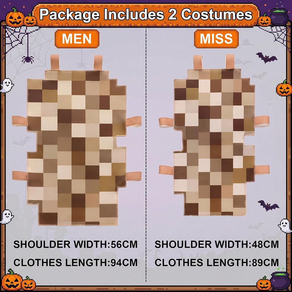 2 Pcs Halloween Adult Mosaic Cosplay Couple Costume Novelty Funny Sponge Mosaic Costume for Halloween Party Cosplay