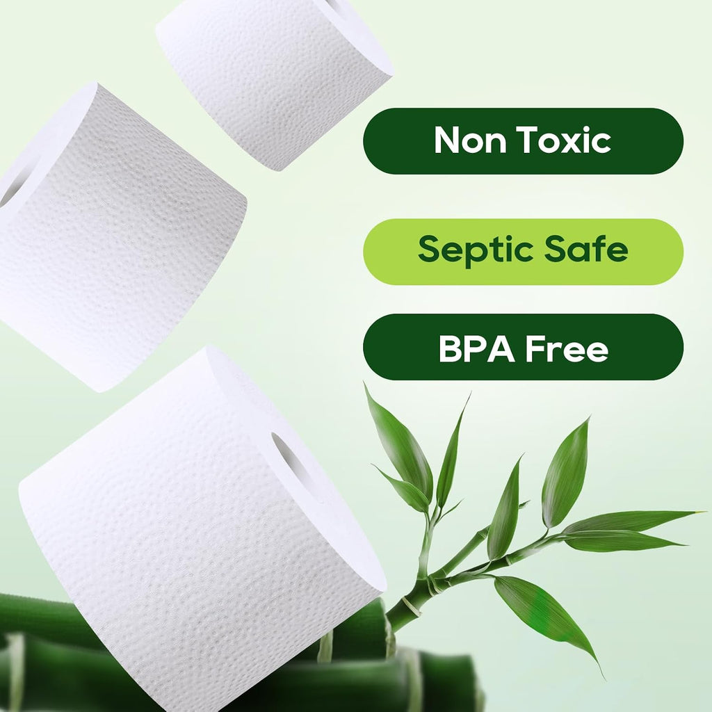 Bamboo Toilet Paper 2 Ply, 9 Mega Rolls, 600 Sheets, White