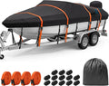 Boat Cover 16-18.5ft, Heavy Duty 1200D Marine-Grade Waterproof | 13 + Extra 4 Extended Straps, Trailerable