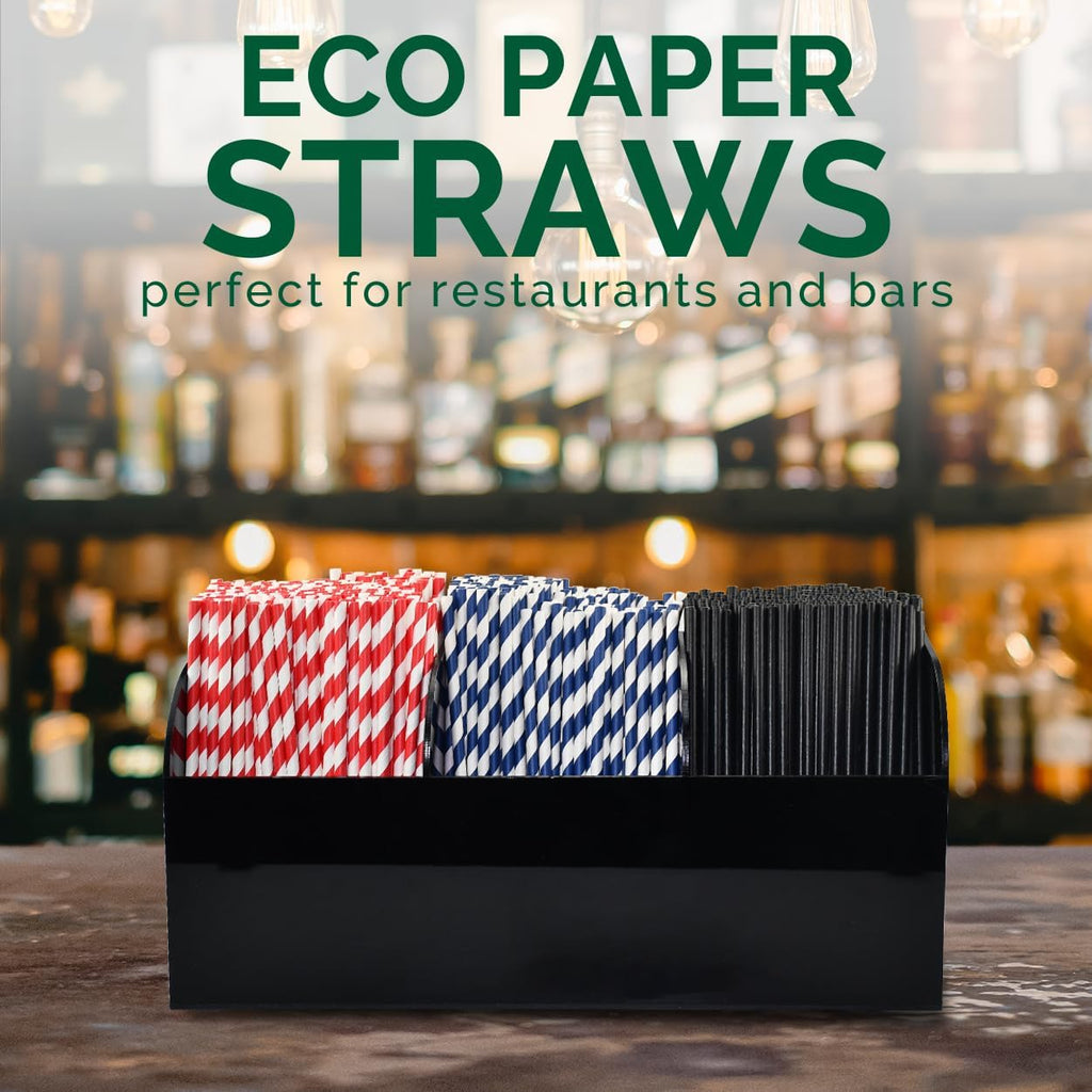 Navy Blue Paper Drinking Straws Bulk 1000 Ct Biodegradable 7.75" Disposable