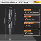 CoCud Drill Bit 24mm Diameter 1/2" Shank 3-Flat 4341 HSS