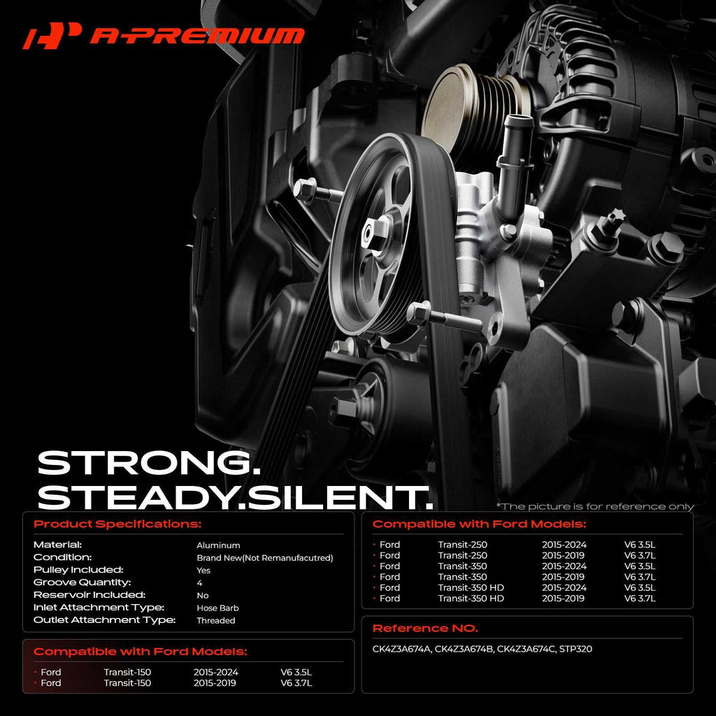 A-Premium Power Steering Pump, with Pulley Compatible with Ford