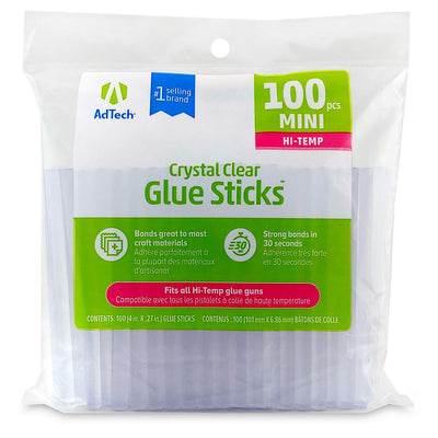 Hi-Temp Mini Hot Glue Sticks, Clear (100 Sticks) | Quick Bonding for Crafting & DIY Projects | Compatible with Mini