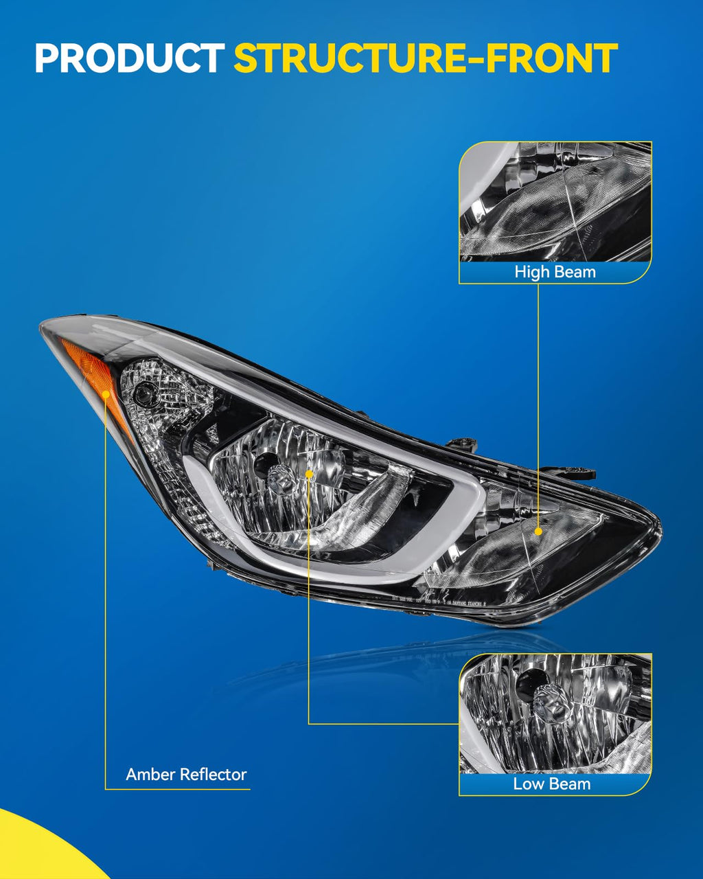Headlight Assembly Replacement for Hyundai Elantra 2014-2016