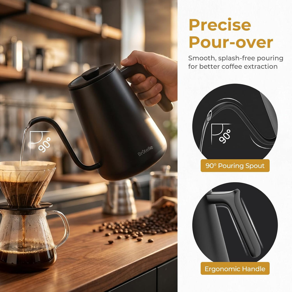Gooseneck Electric Kettle Coffee Kettle with ±1°F Temperature Control, 27oz/0.8L 1200W Rapid Heating, 2Hours Keep