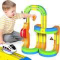 Electric Train Set for Kids, 69Pcs 3D Flexible Race Track Set with Electric Train, Traffic Signs, STEM Train Toy Set