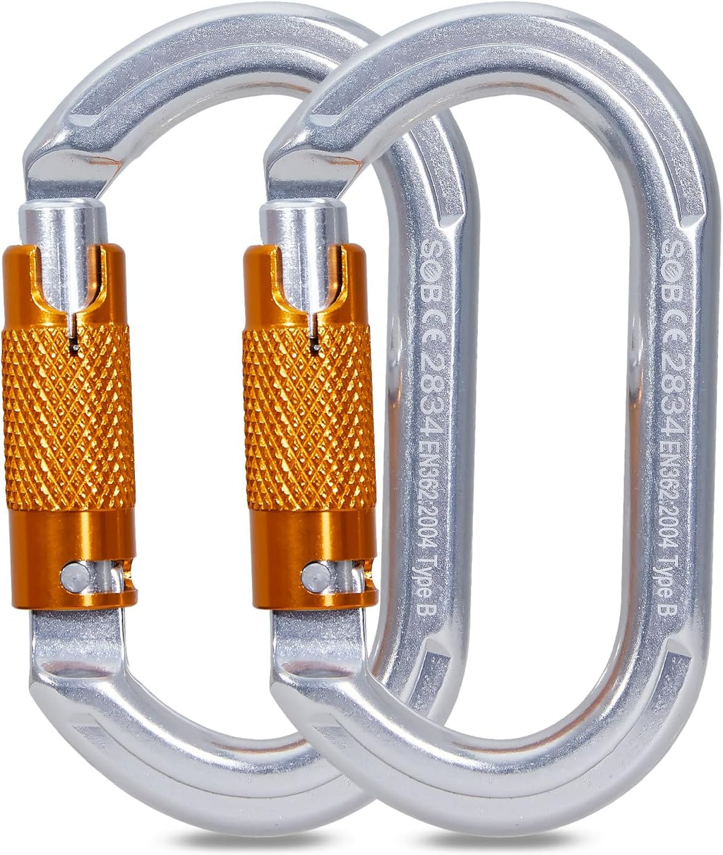 Auto Locking Climbing Carabiner Clips,Heavy Duty Asymmetrical Carabiner Connector Used for Rappelling Gear Rescue