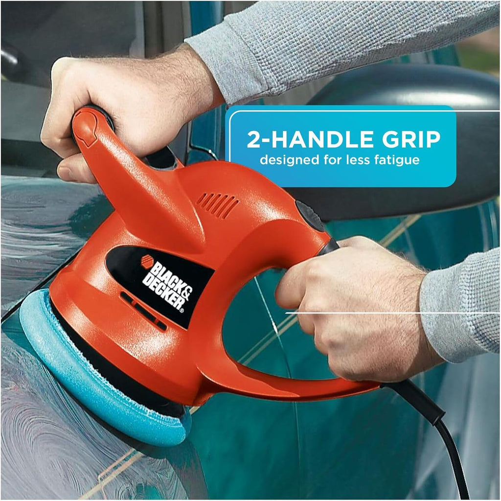 BLACK+DECKER 6" Buffer Polisher, Orbital Car Polisher with Wool and Foam Bonnets (WP900)