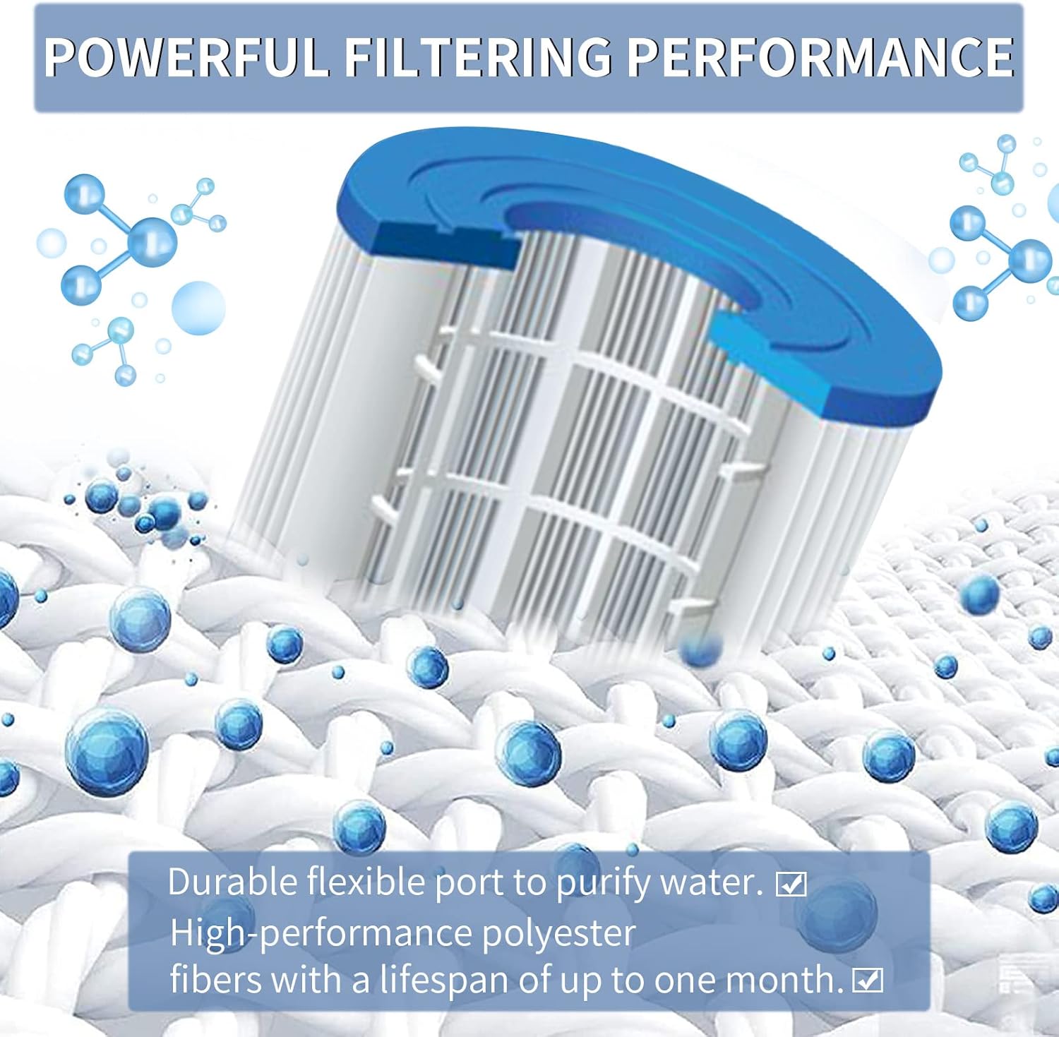 Type I Pool Filter Cartridge,Pool Filter Cartridge Size 1 for 58093,for Summer Waves 300/330 Gal/h Filter Pumps(4 Pack)
