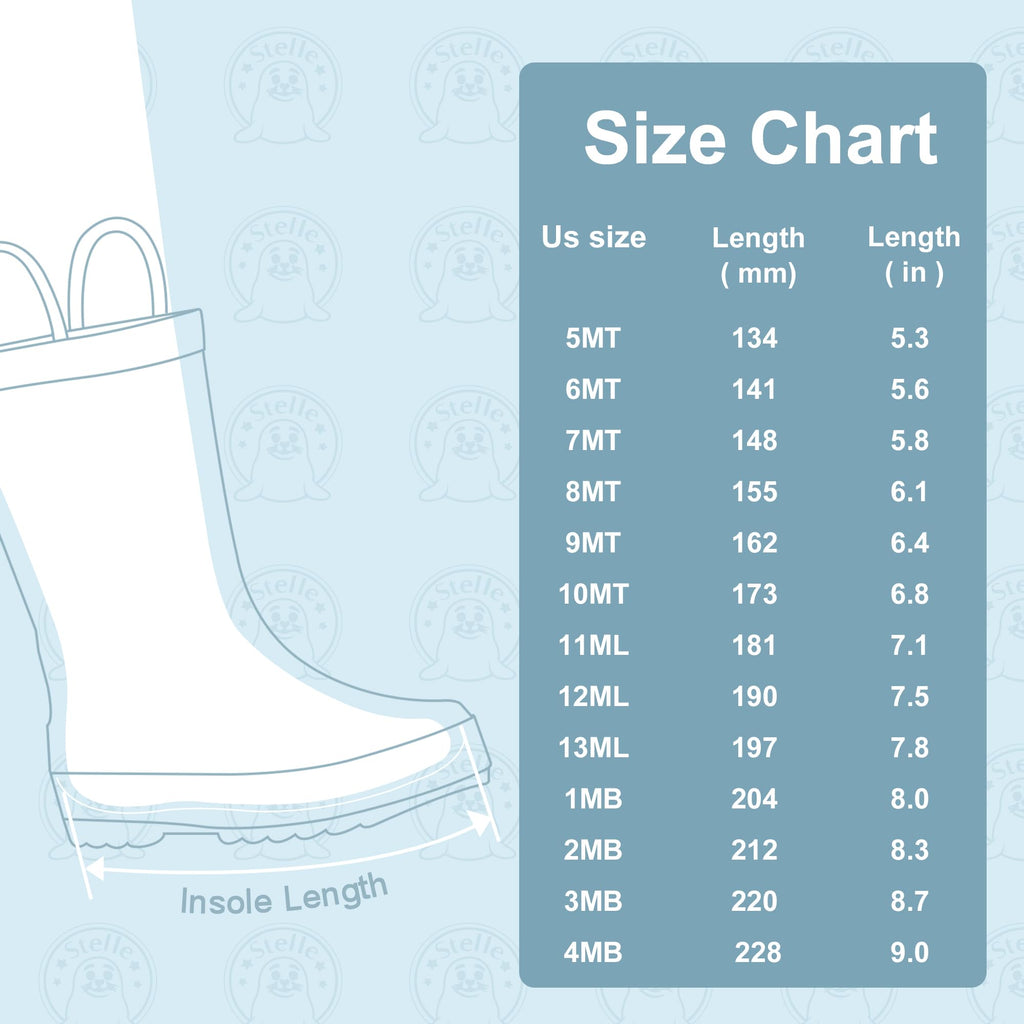 Girls Rain Boots with Easy-On Handles Kids Boys Boots(BK,10MT)