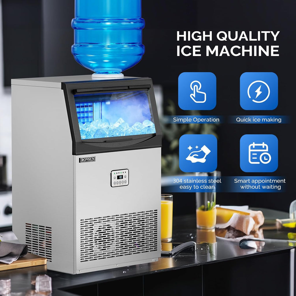 110LBS/24H Commercial Ice Maker Machine with 50lbs Storage
