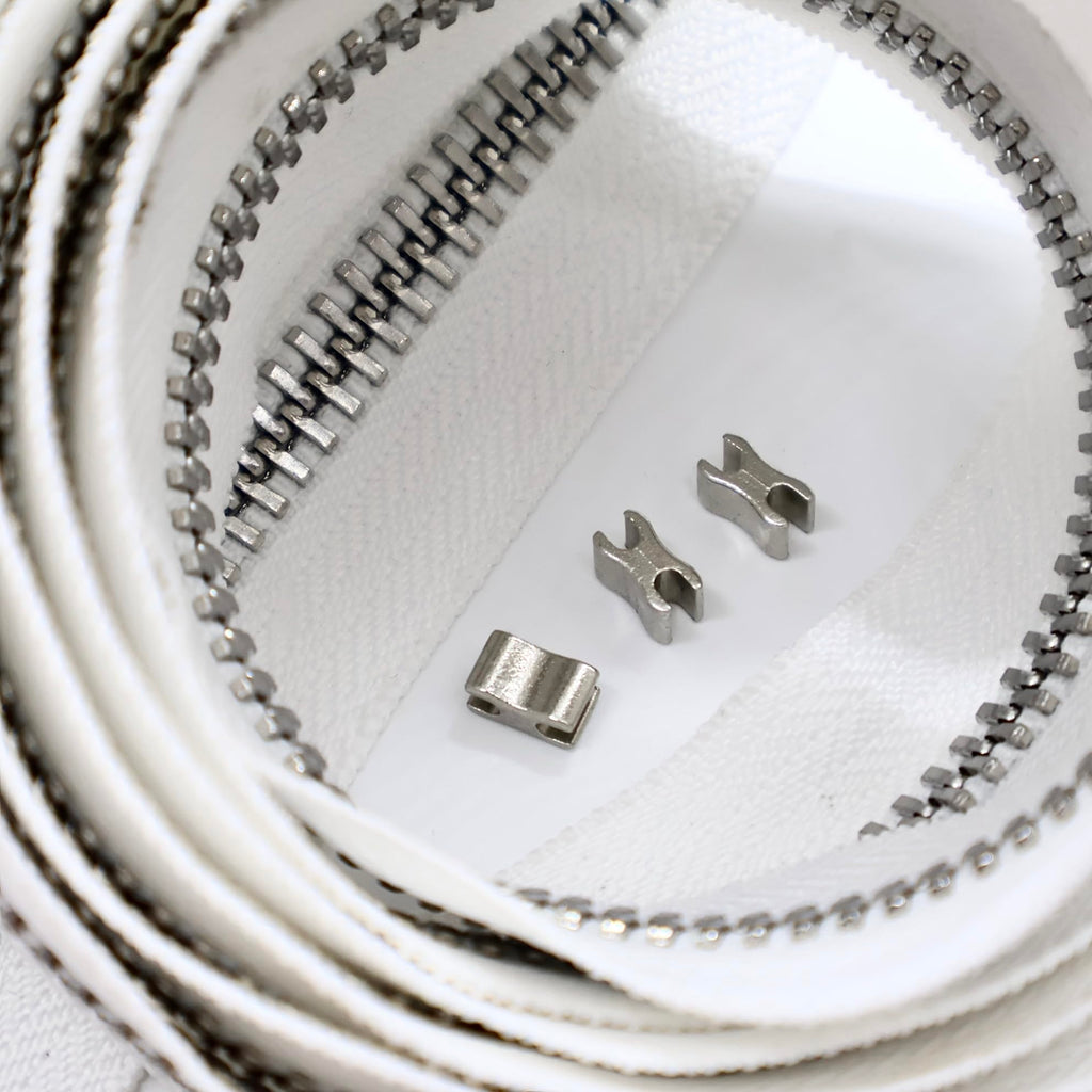 #8 White Silver Teeth Zipper by the Yard 3 Yard Kit
