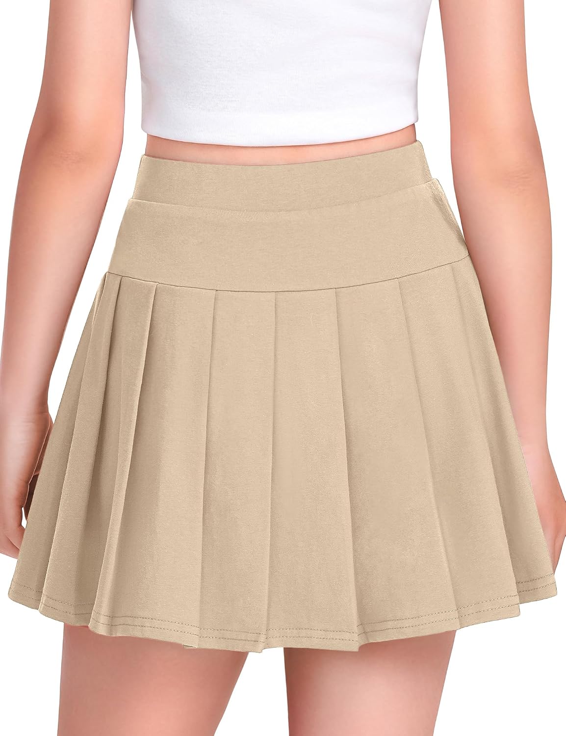 Girls Uniform Skirts with Built-in Shorts & Pockets | Pleated Skorts,Cotton Tennis Skorts