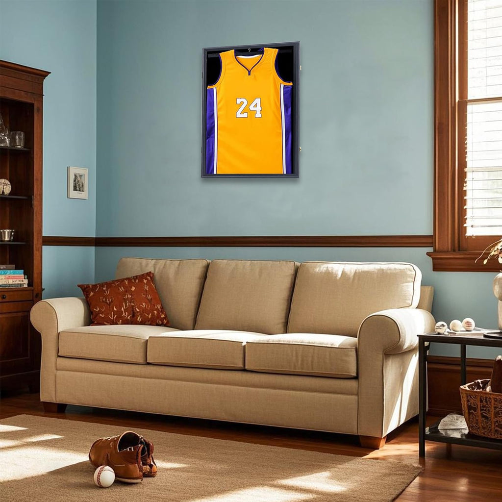 Jersey Frame Display Case, Black Shadow Box for Sports Jerseys,1P