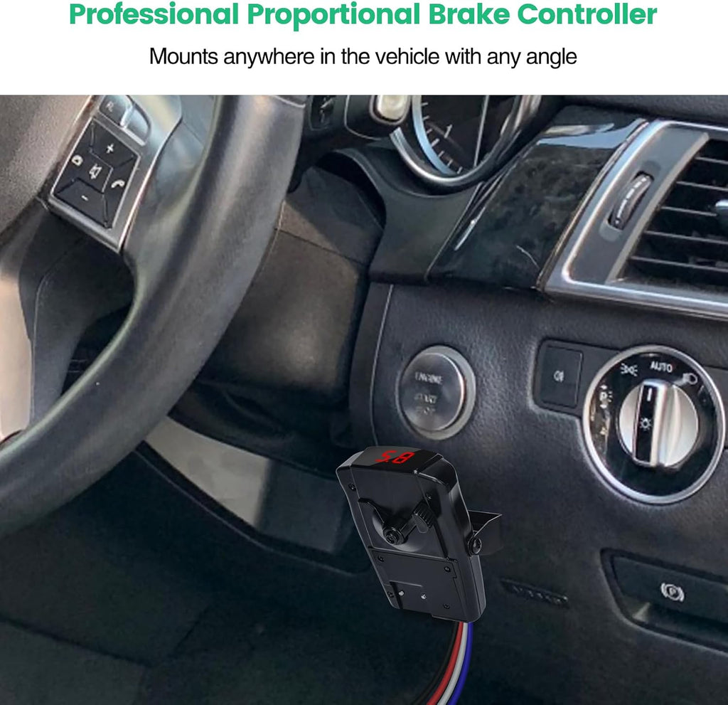 Proportional Trailer Brake Controller, Digital Electric Brake Control for 1-4 Axle Trailers, Smooth Stop Technology