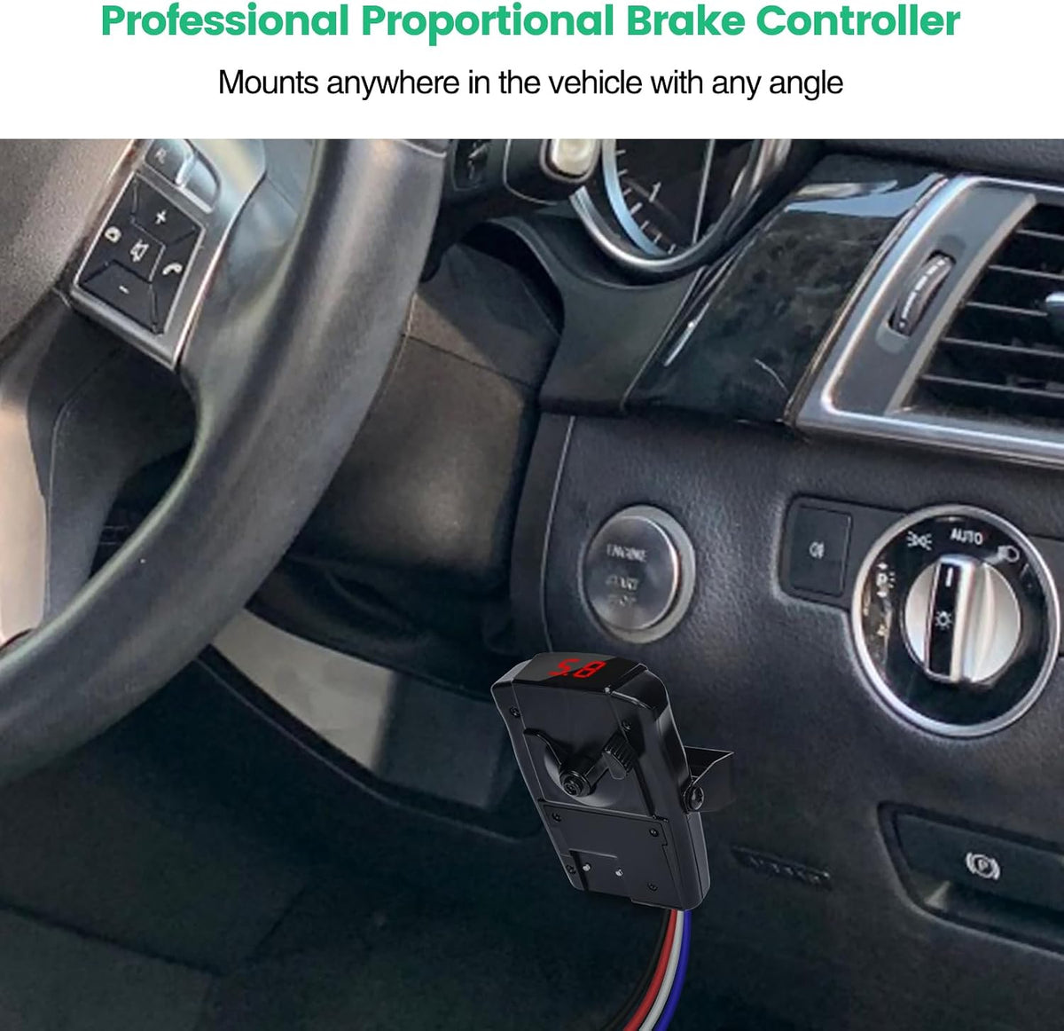 Proportional Trailer Brake Controller, Digital Electric Brake Control for 1-4 Axle Trailers, Smooth Stop Technology