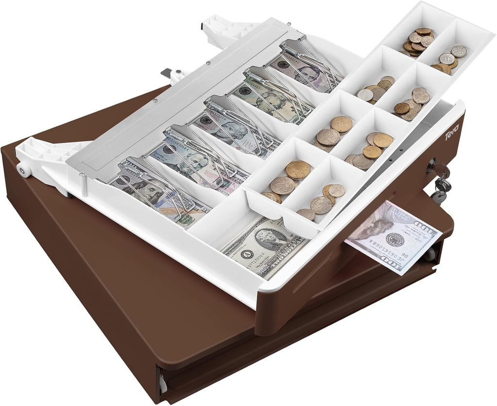 16 inch Cash Drawer: with Micro Switch Auto Open Heavy Duty Insert Tray 5 Bill 8 Coin for POS System Removable Cash
