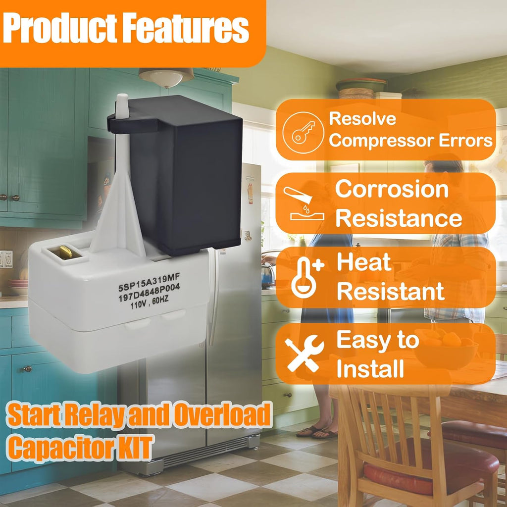 Start Relay and Overload Capacitor Kit - Replacement for WR09X10107 WR55X24064 CKDX24064X - Compatible with
