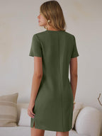 Womens Wrinkle Free Summer Casual Short Sleeve Mini Dresses
