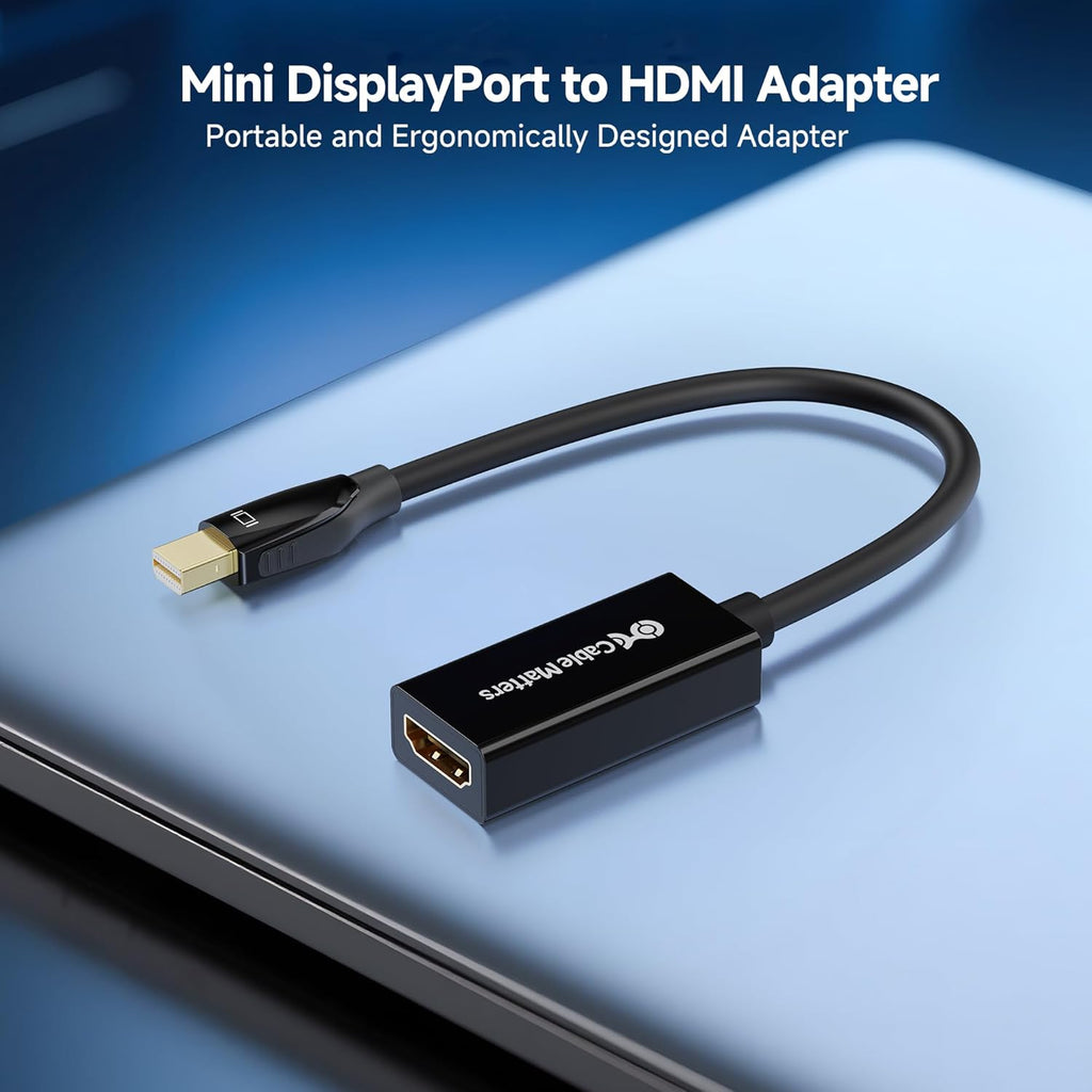 Mini DisplayPort to HDMI Adapter, Mini DP to HDMI, Black | Thunderbolt 2 and Thunderbolt Ports Compatible