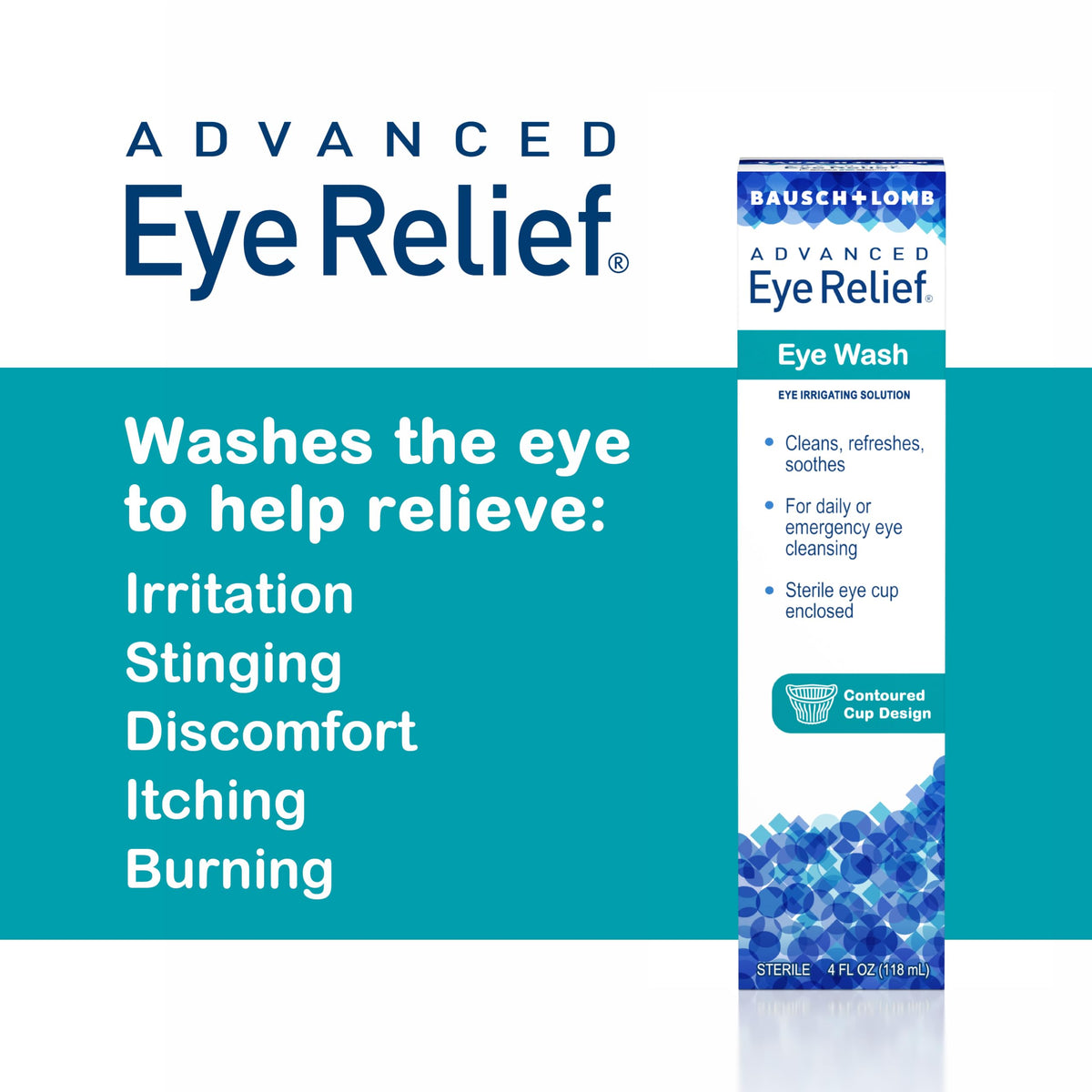 Advanced Eye Relief Eye Wash Rinse Solution, 4 Fl Oz, Pack of 6