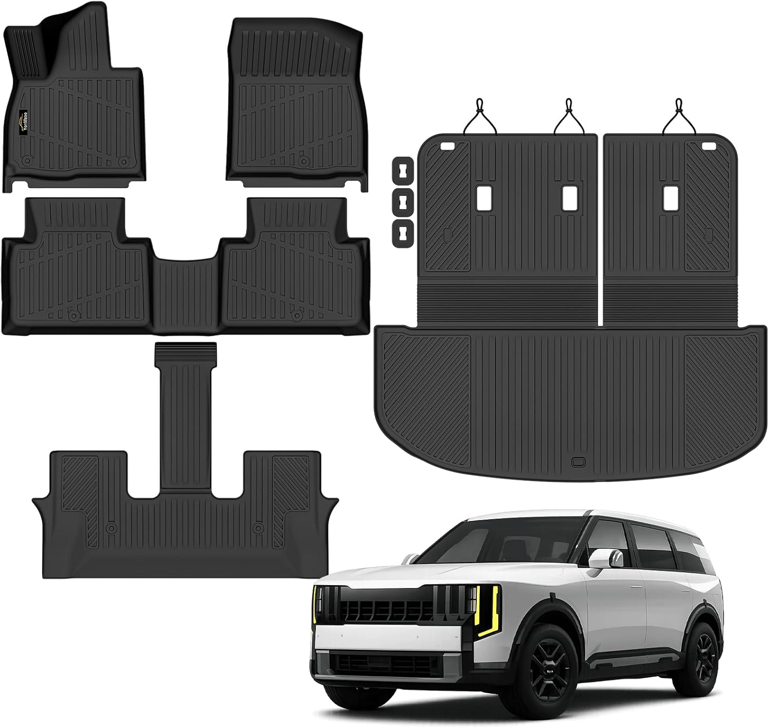 Floor Mats Custom for Kia Telluride 2027 Gas Only (Not for Hybrid) 7&8 Seater Trunk Mat with Backrest Mat All Weather