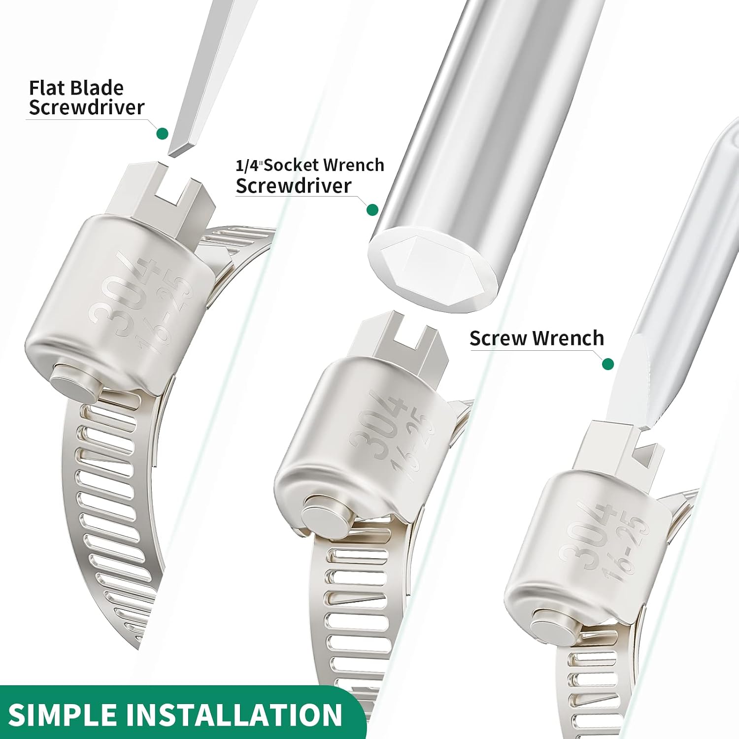 15PCS Hose Clamps Stainless Steel Adjustable 9/16"-1-1/16"(14-27mm) | Heavy Duty, Rust Resistant, Worm Gear Small