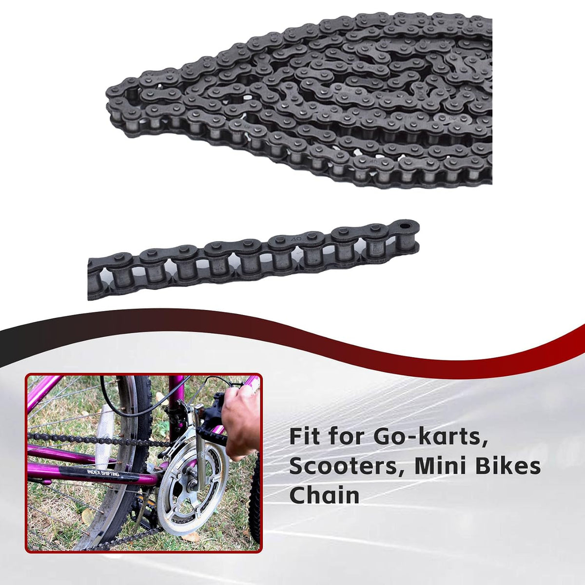 findmall 40 Roller Chain 10 Feet with 2 Connecting Links