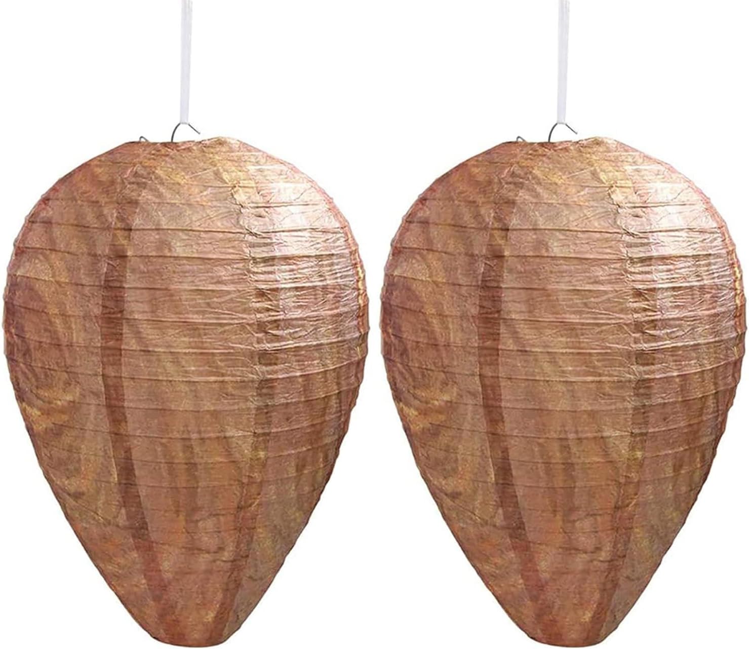 2 Pack Fake Wasp Nest Decoy for Yellow Jackets and Wasps | Paper Build, Eaves/Garbage/Pool Areas, Territorial Hive