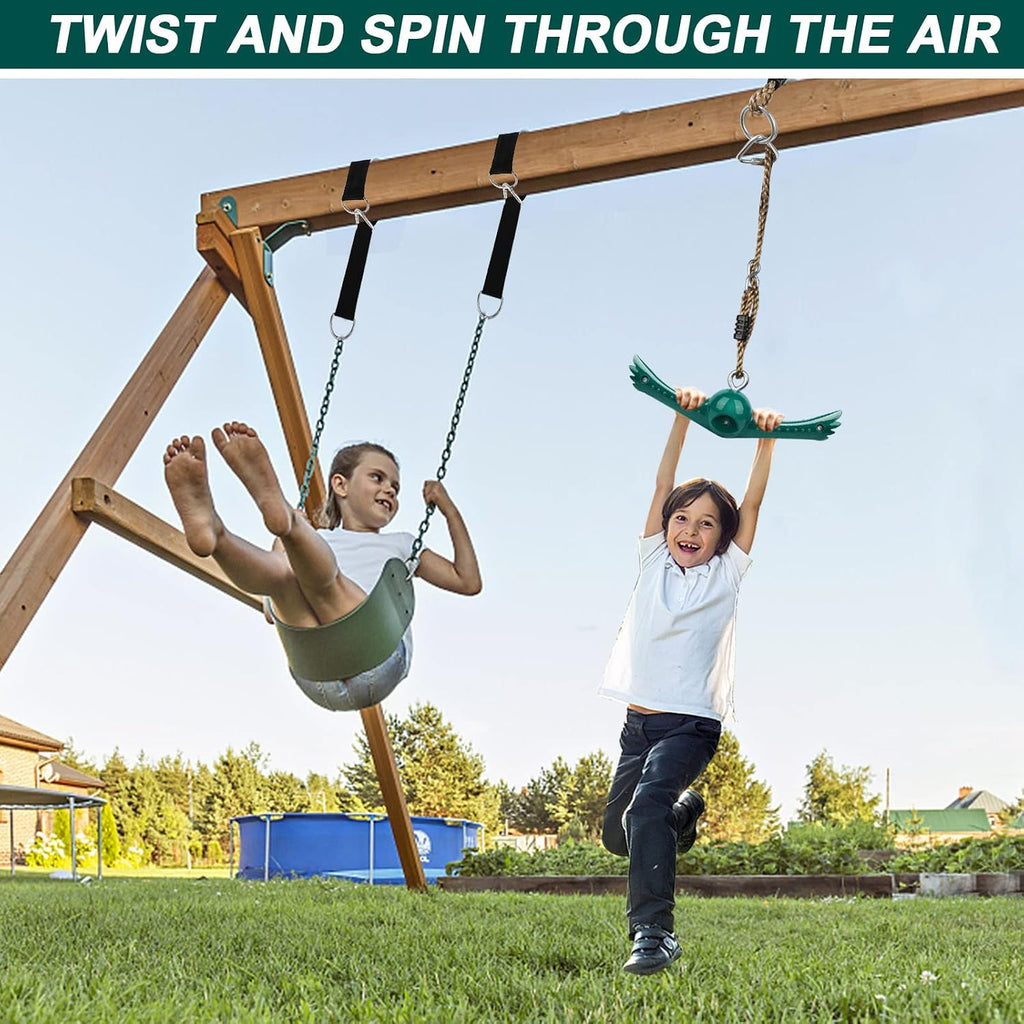 Swing Spins Set: 360° Handle Twist-Spin Flips Toy - Slackline Attachments Activate Play Powers - Accessories for